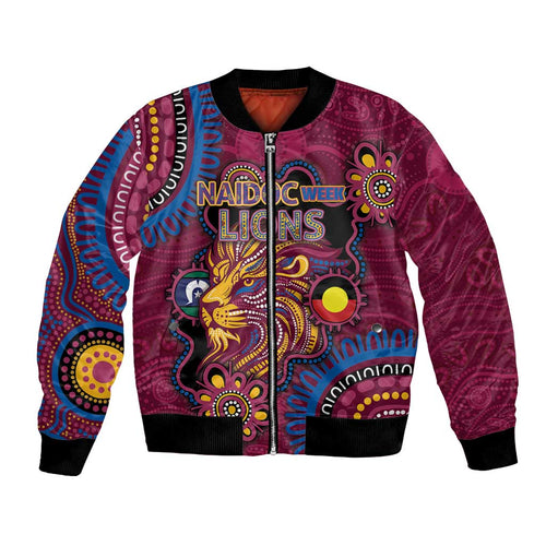 Custom NAIDOC Week Brisbane Lions Bomber Jacket Australian Aboriginal Art