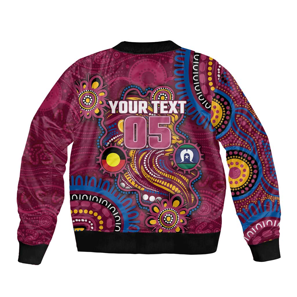 Custom NAIDOC Week Brisbane Lions Bomber Jacket Australian Aboriginal Art