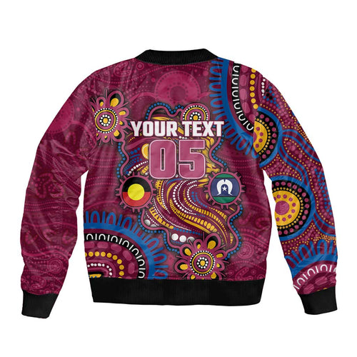 Custom NAIDOC Week Brisbane Lions Bomber Jacket Australian Aboriginal Art