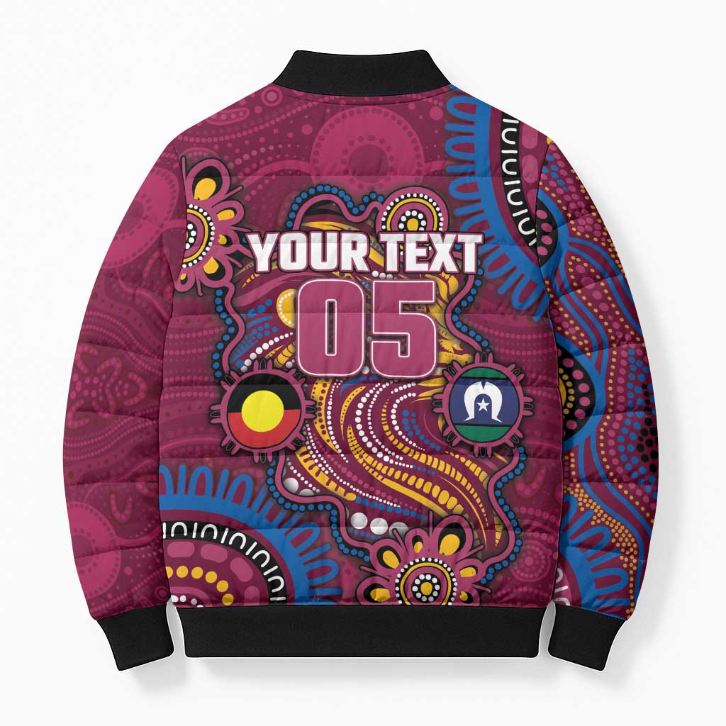 Custom NAIDOC Week Brisbane Lions Bomber Puffer Jacket Australian Aboriginal Art