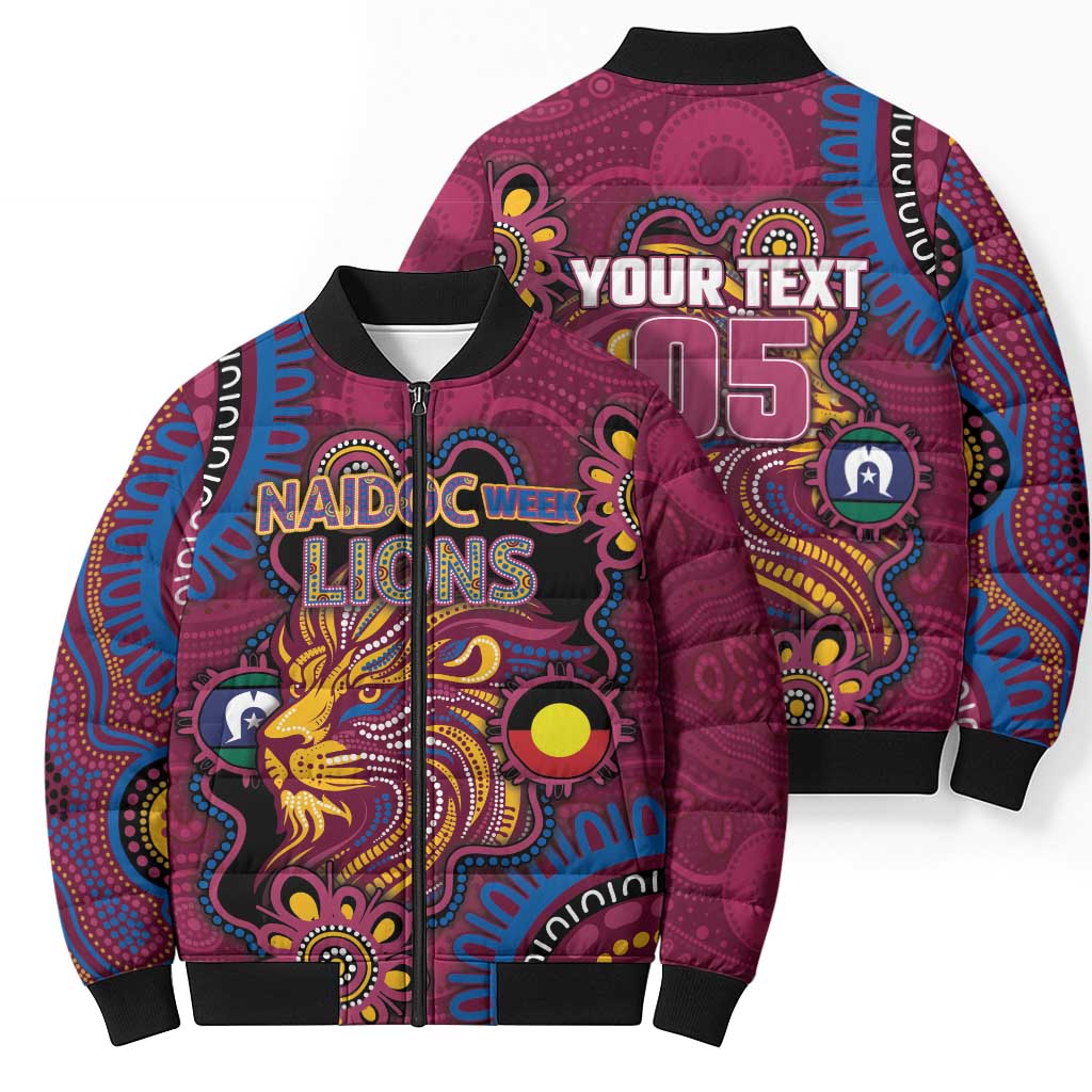 Custom NAIDOC Week Brisbane Lions Bomber Puffer Jacket Australian Aboriginal Art