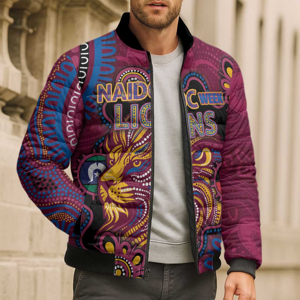 Custom NAIDOC Week Brisbane Lions Bomber Puffer Jacket Australian Aboriginal Art