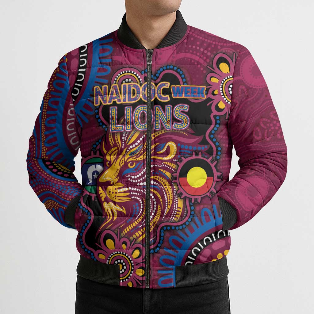 Custom NAIDOC Week Brisbane Lions Bomber Puffer Jacket Australian Aboriginal Art
