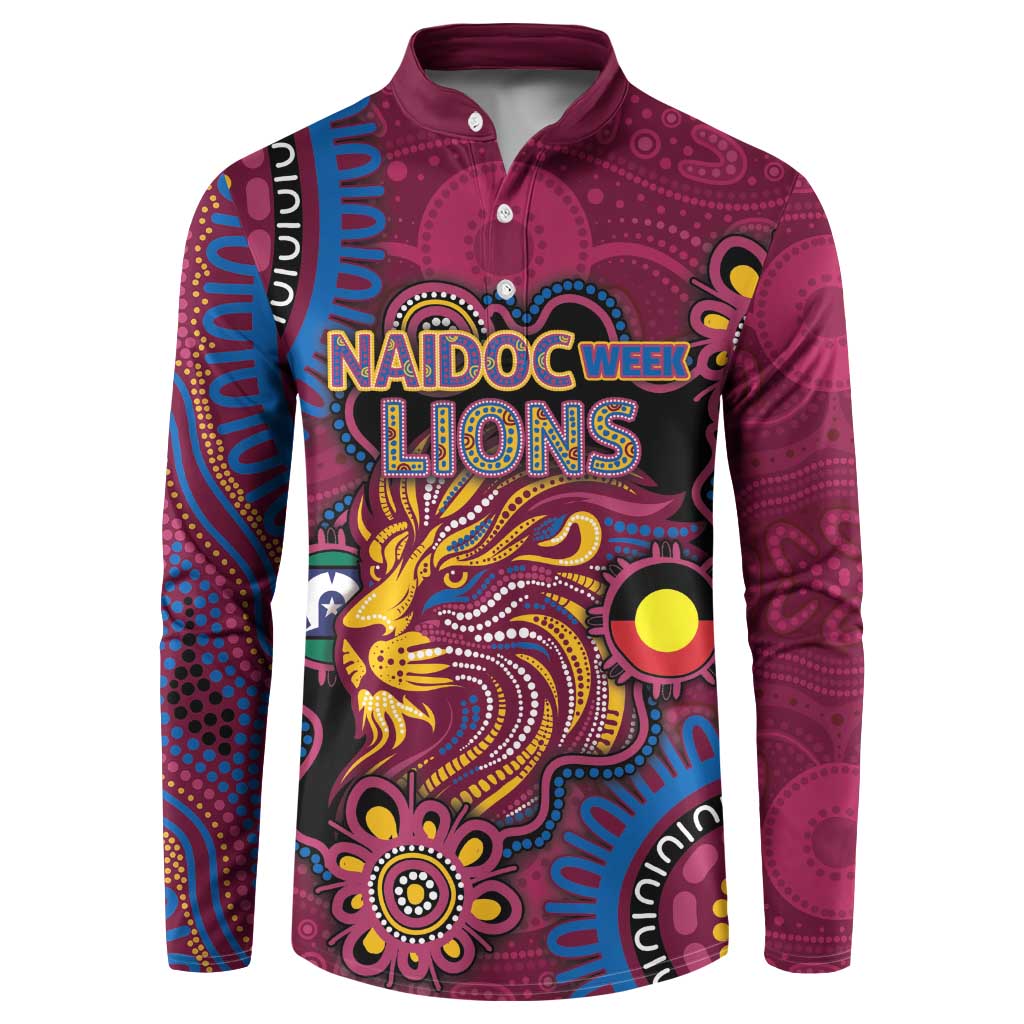 Custom NAIDOC Week Brisbane Lions Button Sweatshirt Australian Aboriginal Art