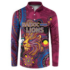 Custom NAIDOC Week Brisbane Lions Button Sweatshirt Australian Aboriginal Art