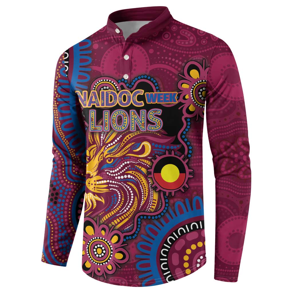Custom NAIDOC Week Brisbane Lions Button Sweatshirt Australian Aboriginal Art