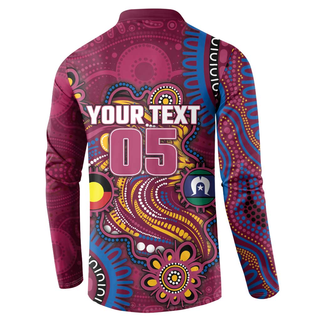 Custom NAIDOC Week Brisbane Lions Button Sweatshirt Australian Aboriginal Art