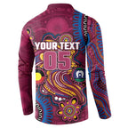 Custom NAIDOC Week Brisbane Lions Button Sweatshirt Australian Aboriginal Art