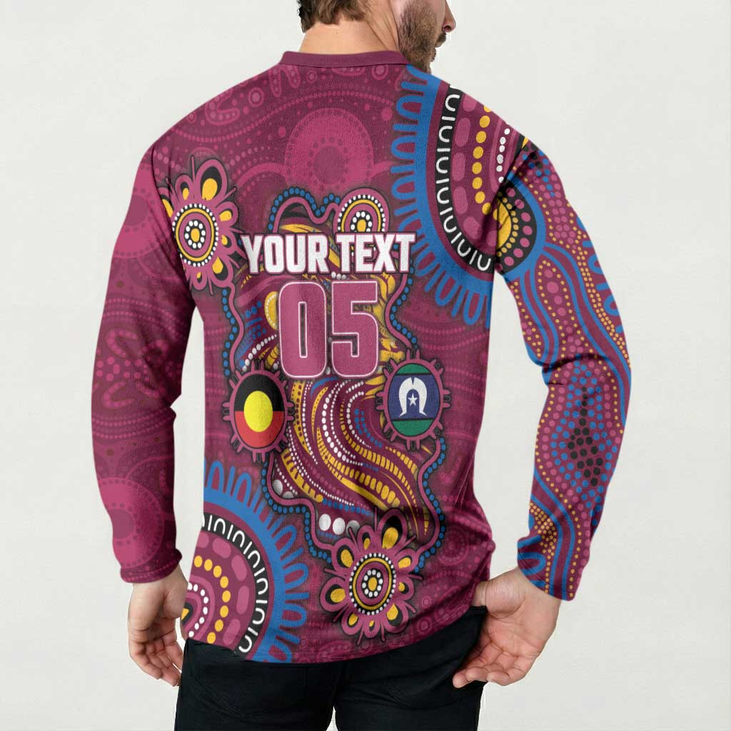 Custom NAIDOC Week Brisbane Lions Button Sweatshirt Australian Aboriginal Art