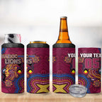 Custom NAIDOC Week Brisbane Lions 4 in 1 Can Cooler Tumbler Australian Aboriginal Art