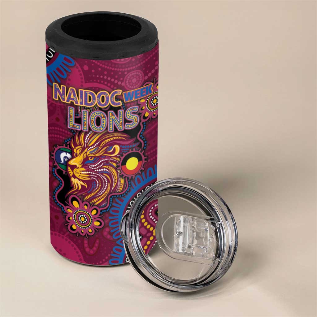 Custom NAIDOC Week Brisbane Lions 4 in 1 Can Cooler Tumbler Australian Aboriginal Art