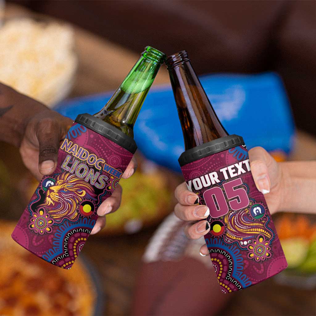 Custom NAIDOC Week Brisbane Lions 4 in 1 Can Cooler Tumbler Australian Aboriginal Art