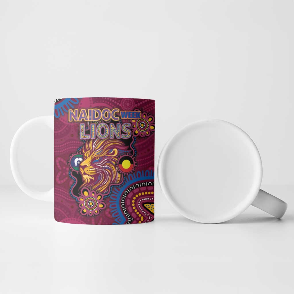 Custom NAIDOC Week Brisbane Lions Ceramic Mug Australian Aboriginal Art