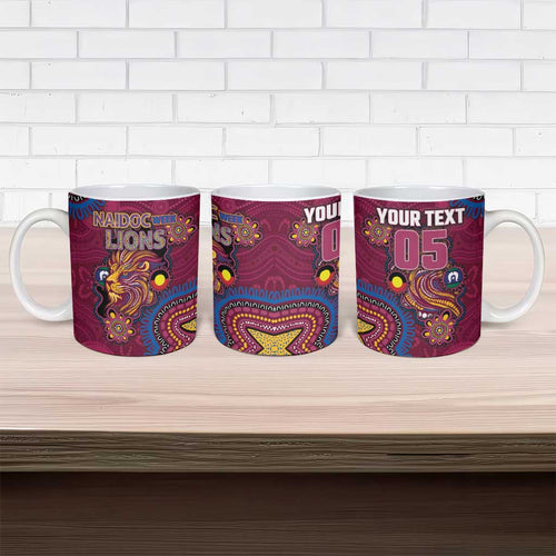 Custom NAIDOC Week Brisbane Lions Ceramic Mug Australian Aboriginal Art