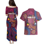 Custom NAIDOC Week Brisbane Lions Couples Matching Puletasi and Hawaiian Shirt Australian Aboriginal Art