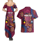 Custom NAIDOC Week Brisbane Lions Couples Matching Summer Maxi Dress and Hawaiian Shirt Australian Aboriginal Art