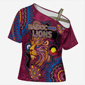 Custom NAIDOC Week Brisbane Lions Cross Shoulder Shirt Australian Aboriginal Art