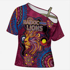 Custom NAIDOC Week Brisbane Lions Cross Shoulder Shirt Australian Aboriginal Art