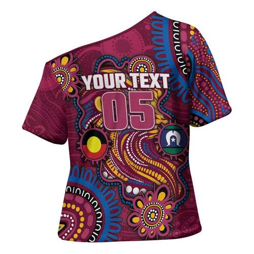 Custom NAIDOC Week Brisbane Lions Cross Shoulder Shirt Australian Aboriginal Art
