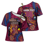 Custom NAIDOC Week Brisbane Lions Cross Shoulder Shirt Australian Aboriginal Art