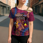 Custom NAIDOC Week Brisbane Lions Cross Shoulder Shirt Australian Aboriginal Art