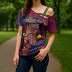 Custom NAIDOC Week Brisbane Lions Cross Shoulder Shirt Australian Aboriginal Art