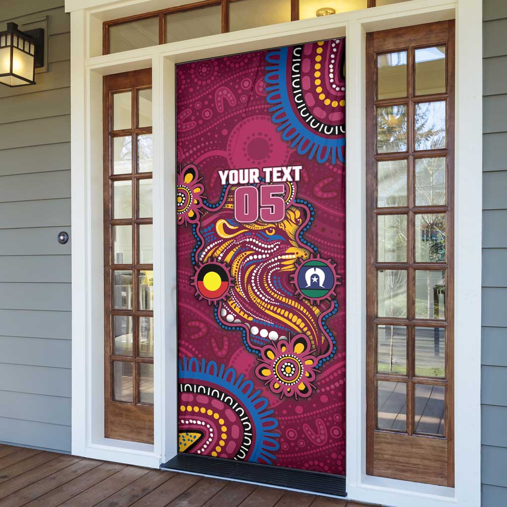 Custom NAIDOC Week Brisbane Lions Door Cover Australian Aboriginal Art