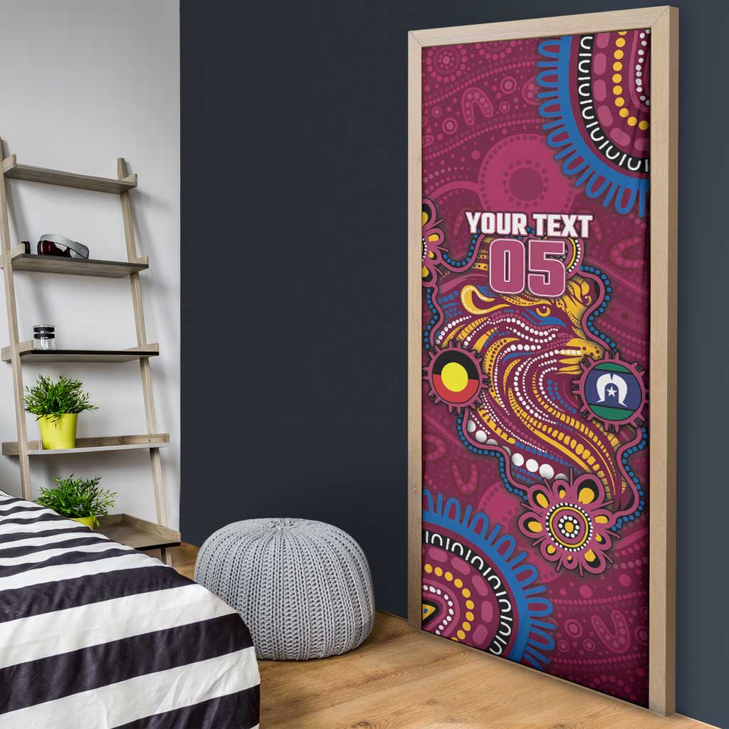 Custom NAIDOC Week Brisbane Lions Door Cover Australian Aboriginal Art