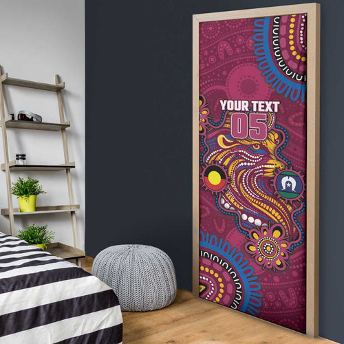 Custom NAIDOC Week Brisbane Lions Door Cover Australian Aboriginal Art