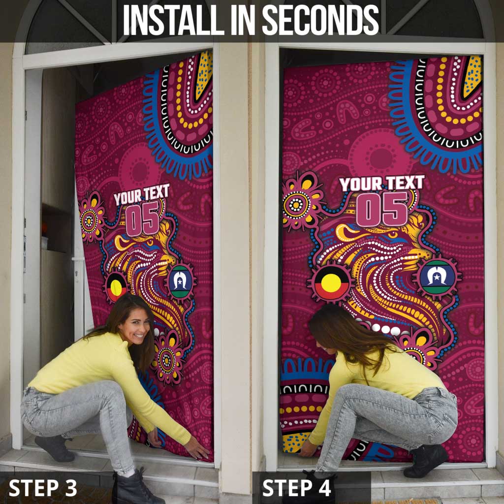 Custom NAIDOC Week Brisbane Lions Door Cover Australian Aboriginal Art
