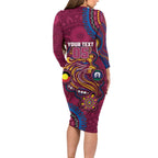 Custom NAIDOC Week Brisbane Lions Family Matching Long Sleeve Bodycon Dress and Hawaiian Shirt Australian Aboriginal Art