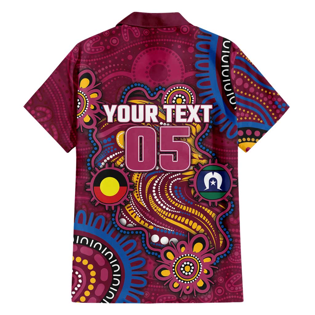 Custom NAIDOC Week Brisbane Lions Family Matching Off Shoulder Maxi Dress and Hawaiian Shirt Australian Aboriginal Art