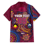 Custom NAIDOC Week Brisbane Lions Family Matching Off Shoulder Short Dress and Hawaiian Shirt Australian Aboriginal Art