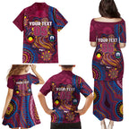 Custom NAIDOC Week Brisbane Lions Family Matching Puletasi and Hawaiian Shirt Australian Aboriginal Art