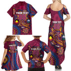 Custom NAIDOC Week Brisbane Lions Family Matching Summer Maxi Dress and Hawaiian Shirt Australian Aboriginal Art