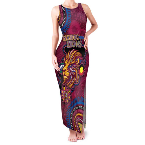 Custom NAIDOC Week Brisbane Lions Family Matching Tank Maxi Dress and Hawaiian Shirt Australian Aboriginal Art
