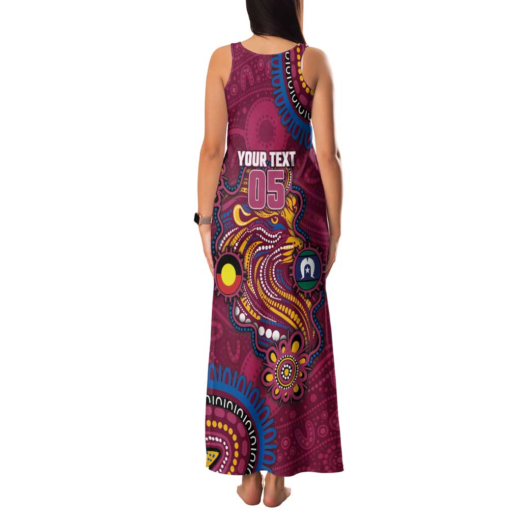Custom NAIDOC Week Brisbane Lions Family Matching Tank Maxi Dress and Hawaiian Shirt Australian Aboriginal Art