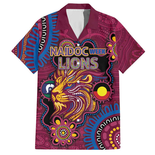 Custom NAIDOC Week Brisbane Lions Hawaiian Shirt Australian Aboriginal Art