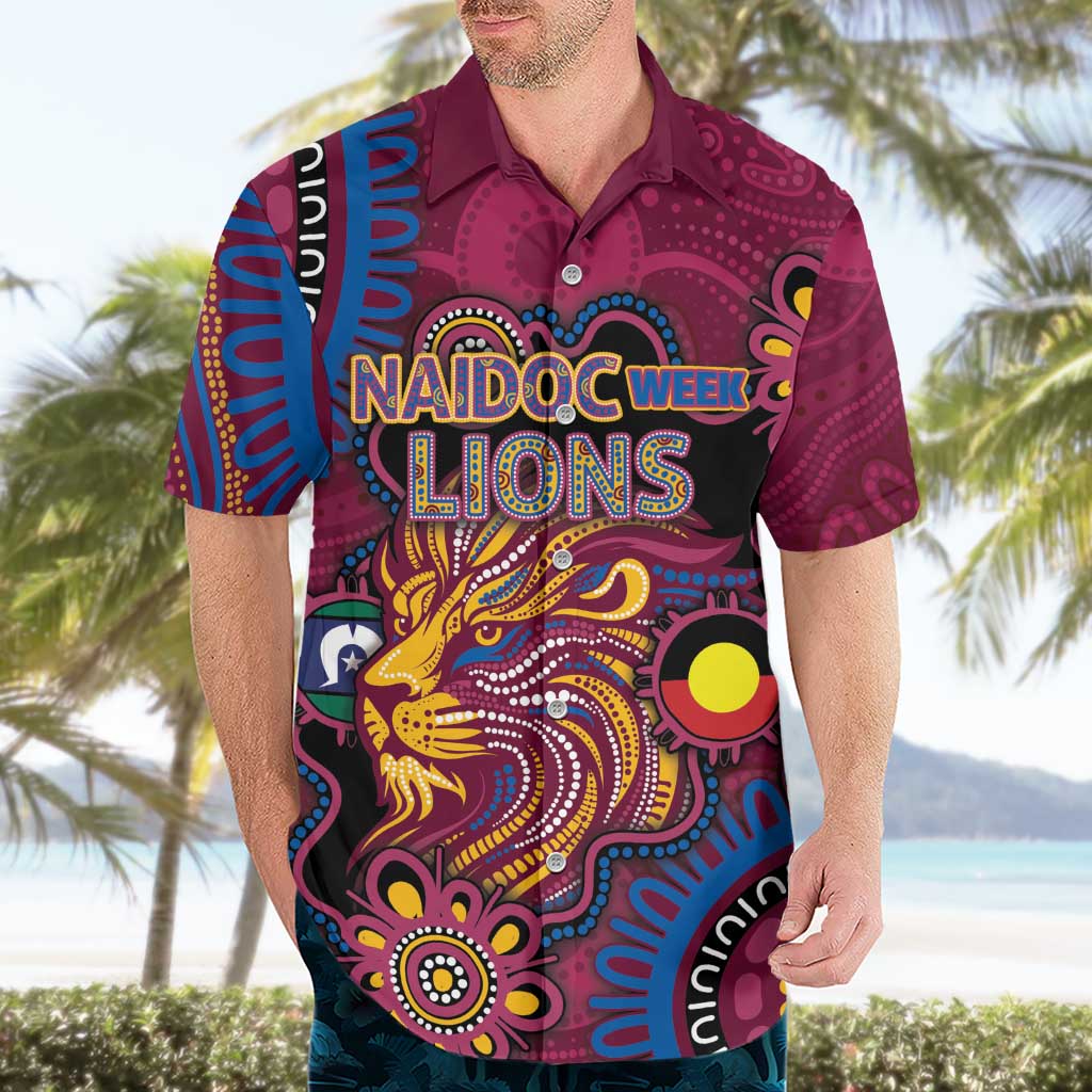 Custom NAIDOC Week Brisbane Lions Hawaiian Shirt Australian Aboriginal Art