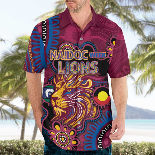 Custom NAIDOC Week Brisbane Lions Hawaiian Shirt Australian Aboriginal Art