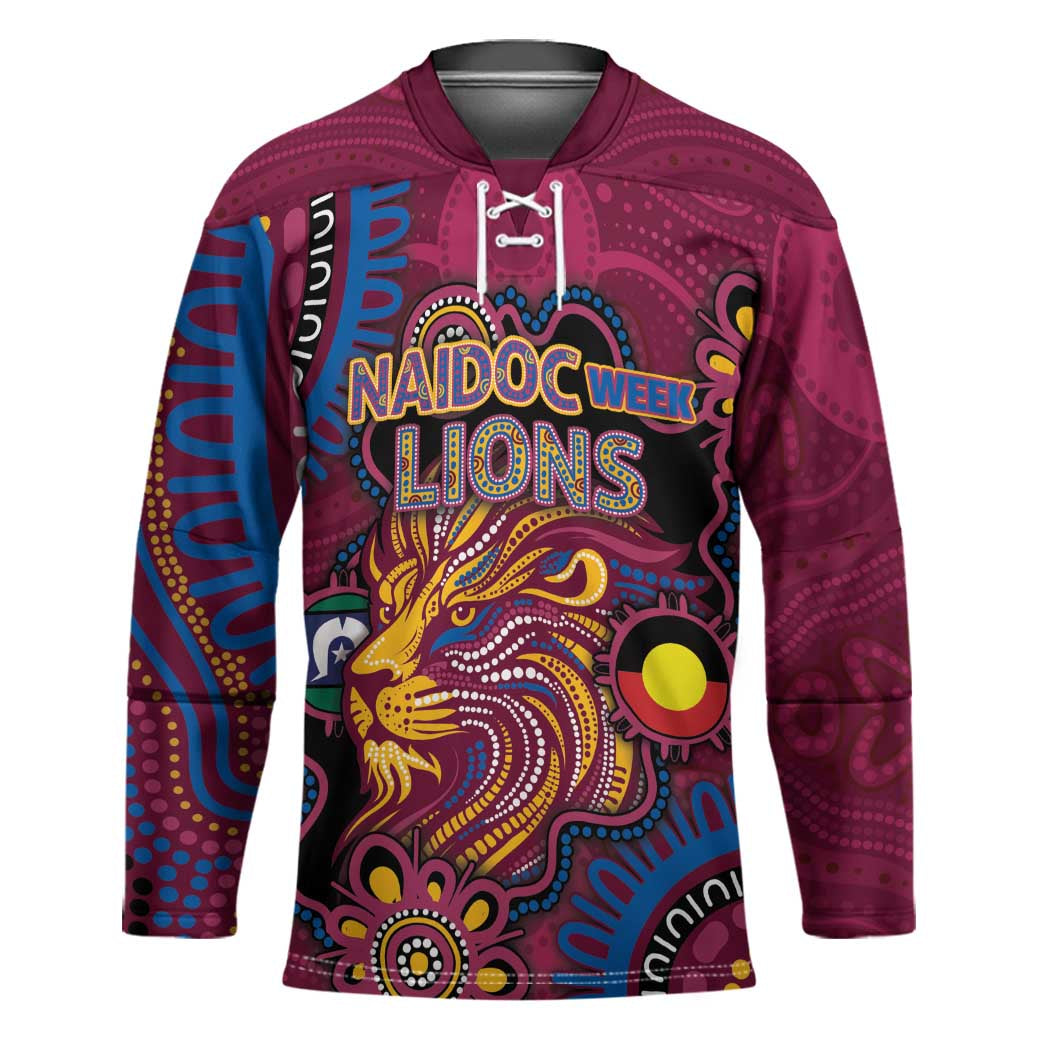 Custom NAIDOC Week Brisbane Lions Hockey Jersey Australian Aboriginal Art