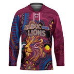 Custom NAIDOC Week Brisbane Lions Hockey Jersey Australian Aboriginal Art