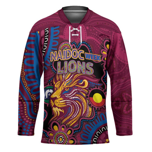 Custom NAIDOC Week Brisbane Lions Hockey Jersey Australian Aboriginal Art