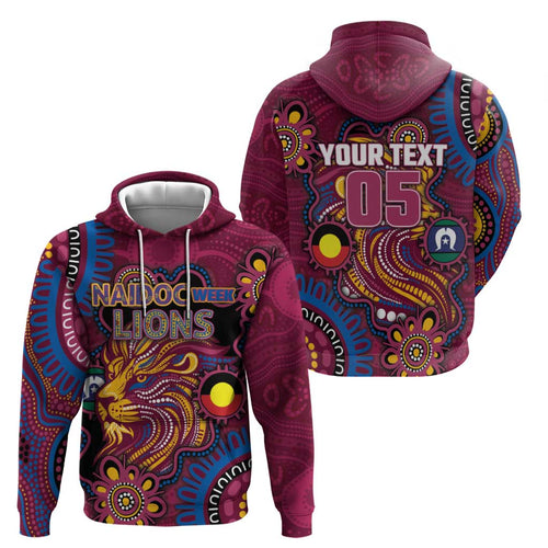 Custom NAIDOC Week Brisbane Lions Hoodie Australian Aboriginal Art