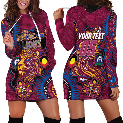 Custom NAIDOC Week Brisbane Lions Hoodie Dress Australian Aboriginal Art