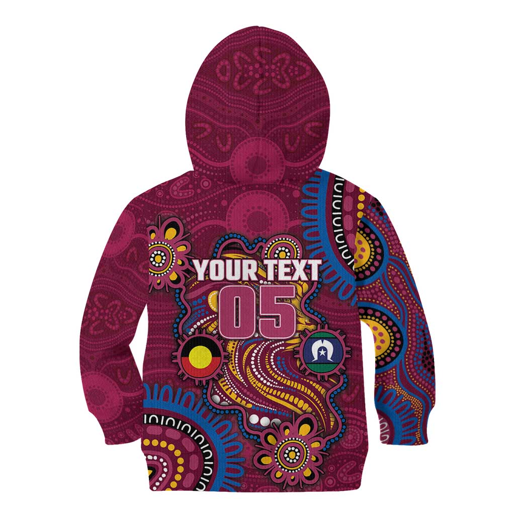 Custom NAIDOC Week Brisbane Lions Kid Hoodie Australian Aboriginal Art