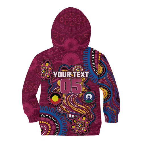 Custom NAIDOC Week Brisbane Lions Kid Hoodie Australian Aboriginal Art