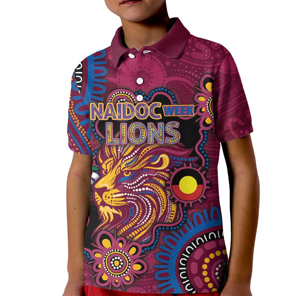 Custom NAIDOC Week Brisbane Lions Kid Polo Shirt Australian Aboriginal Art