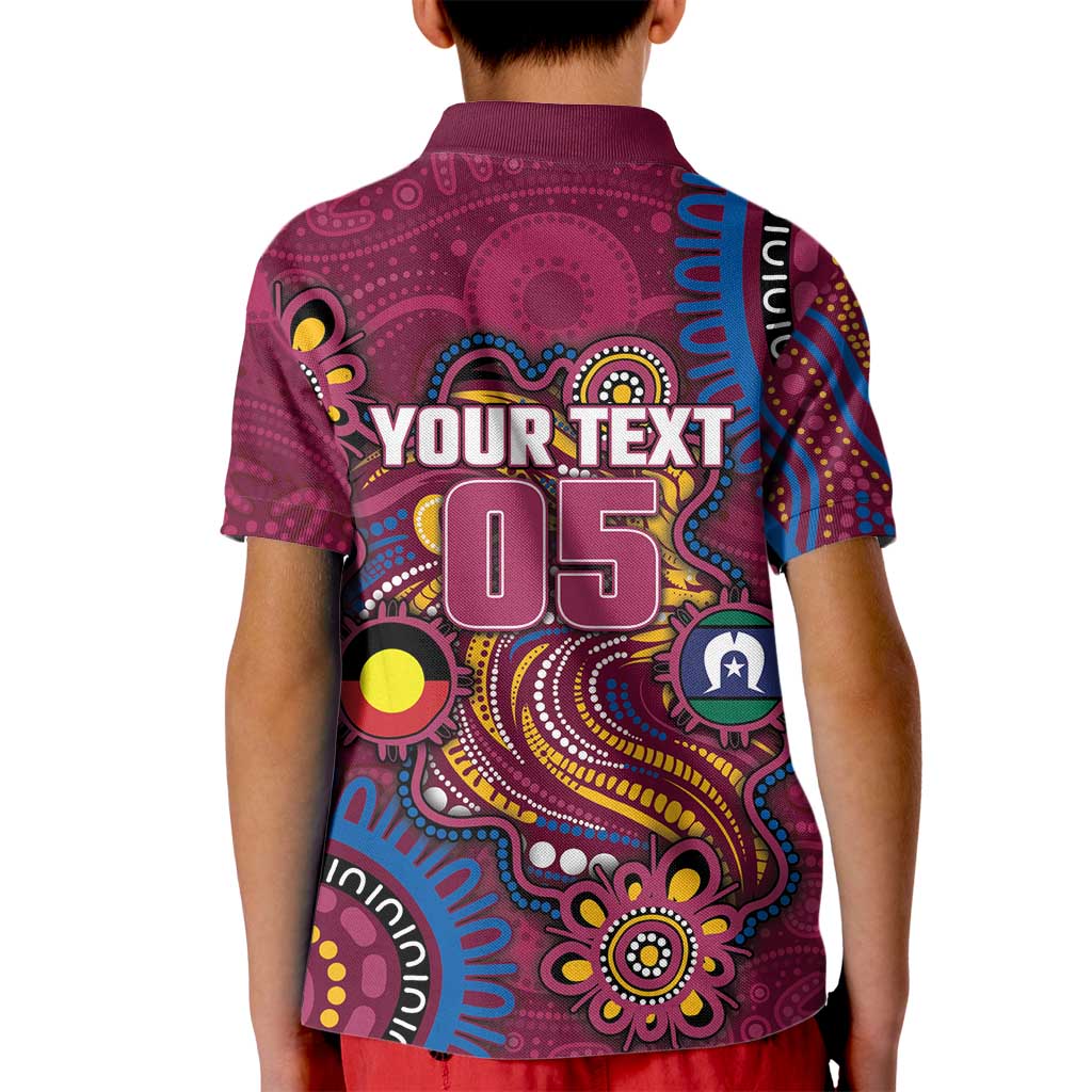 Custom NAIDOC Week Brisbane Lions Kid Polo Shirt Australian Aboriginal Art