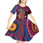 Custom NAIDOC Week Brisbane Lions Kid Short Sleeve Dress Australian Aboriginal Art